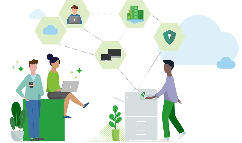 People printing to a shared device through PaperCut Hive's secure release
